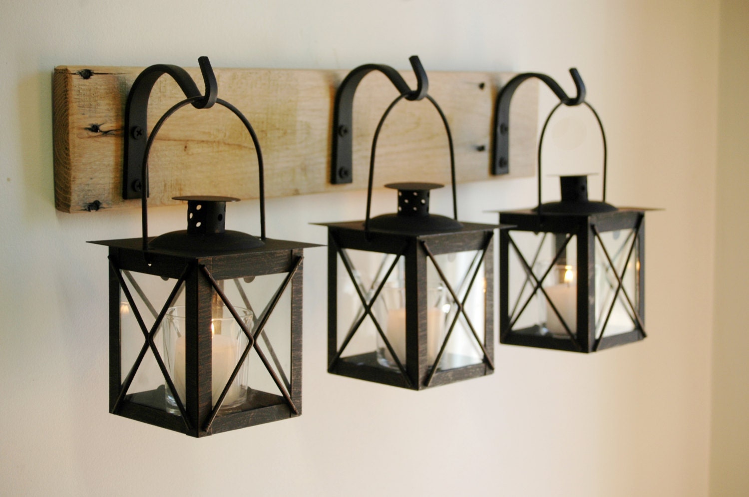 Black Lantern Trio Wall Decor Home Decor Rustic Decor