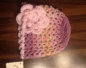 Purple Print Baby Hat