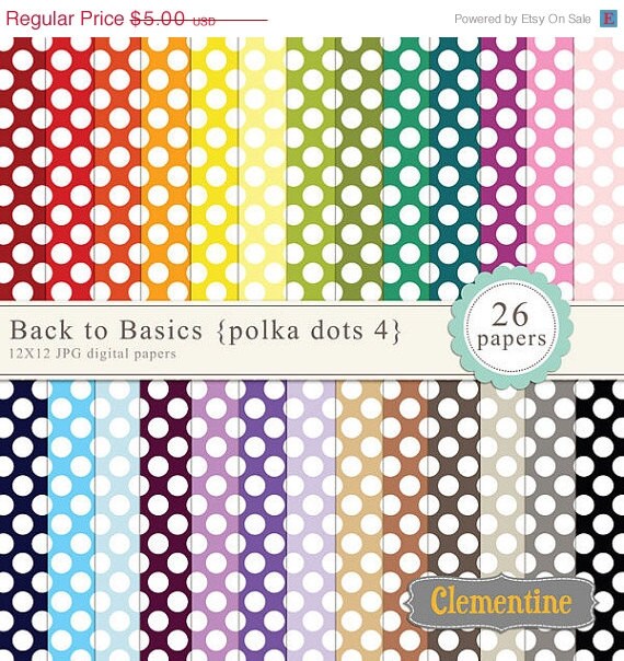 35% OFF SALE Polka dot digital paper 12x12, digital scrapbooking paper, royalty free commercial use - polka4- Instant Download Il_570xn