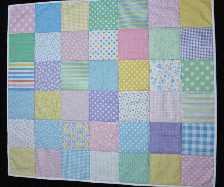 Patchwork Quilted Baby Blanket Stroller or Carseat Size in