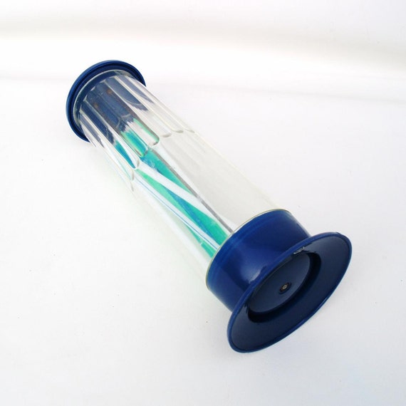Vintage Straw Dispenser Blue Straw Holder 50s Diner Plastic