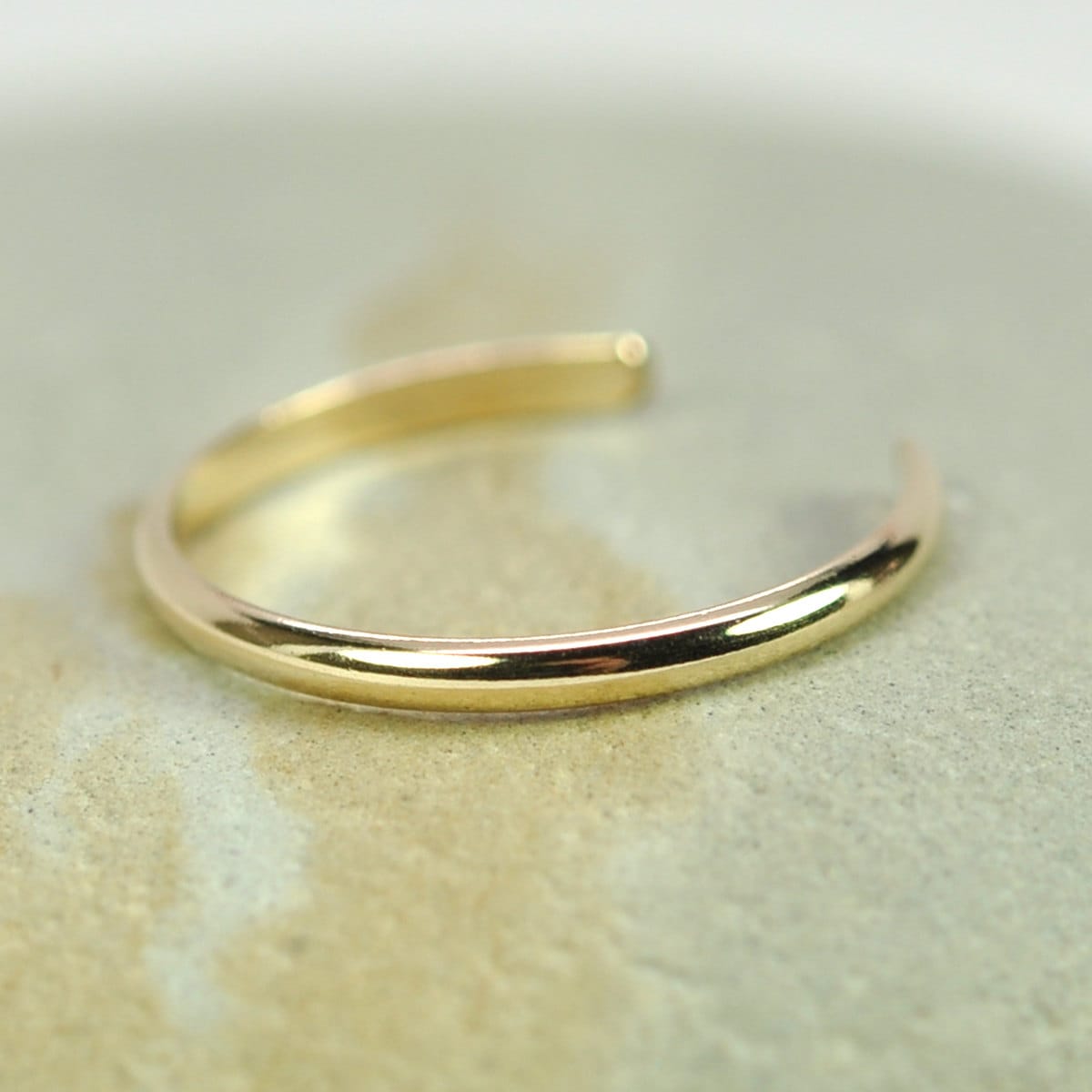Gold Toe Ring 14K Yellow Gold fill Half Round Adjustable