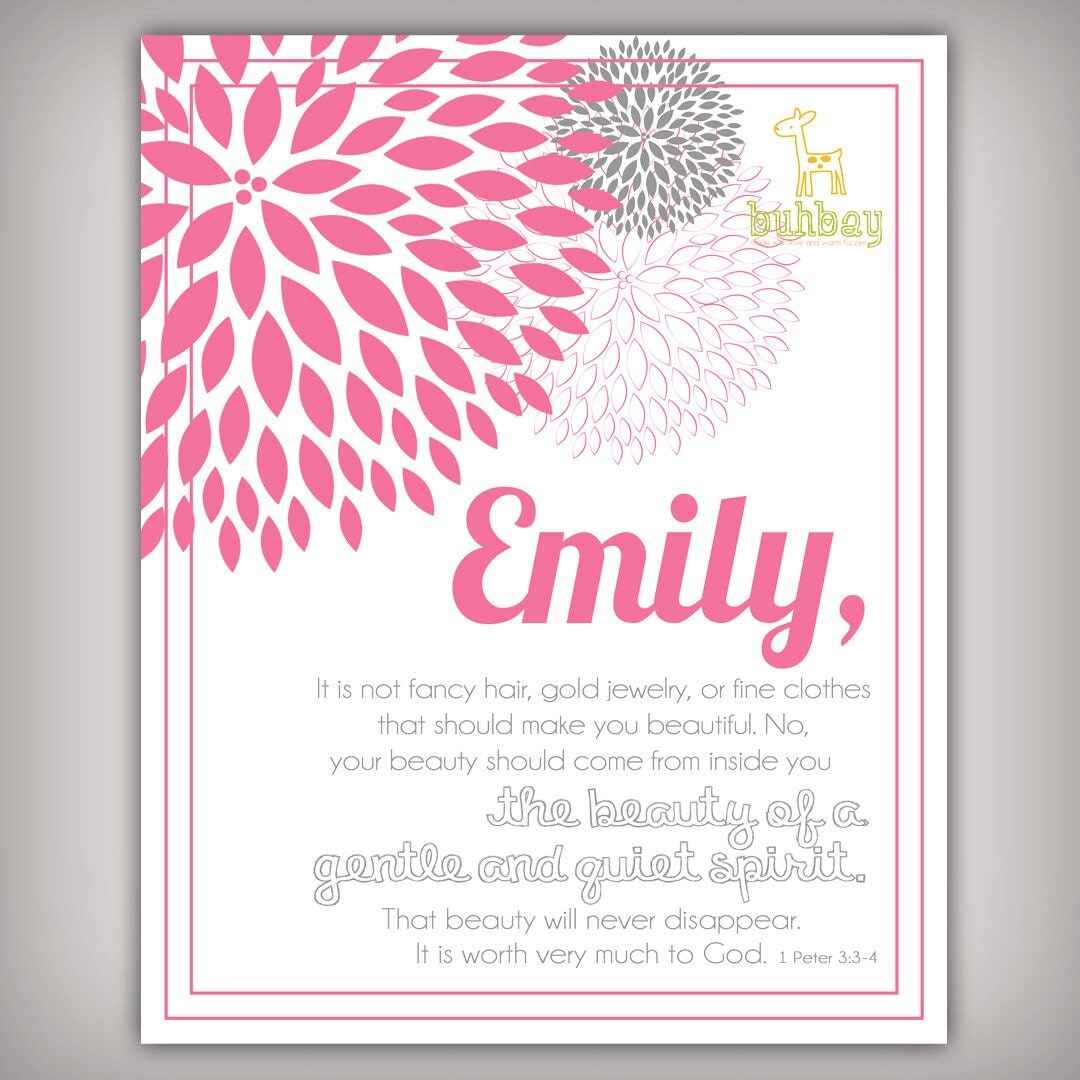 Scripture Bible Verse 8x10 Art Print For Girls Room 1 By Buhbay