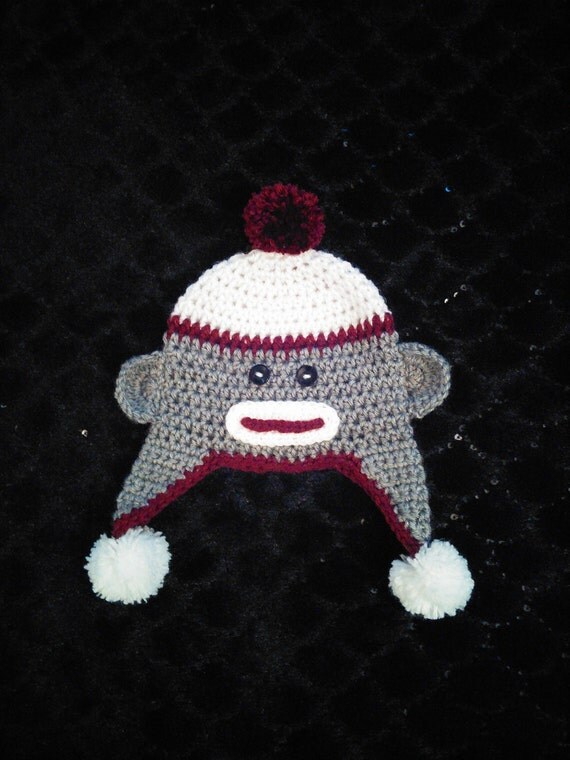 sock hat pattern for monkey newborn crochet by Etsy Monkey Hat MyCrochetHeaven Pattern on Crochet Sock