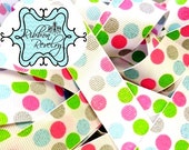 Gorgeous Pink Christmas glitter silly dots 7/8" grosgrain ribbon Christmas Il_170x135