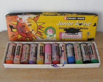 Set of CHILD'S OIL PASTELS Made by Cray-Pas 12 Pastel Chalks in