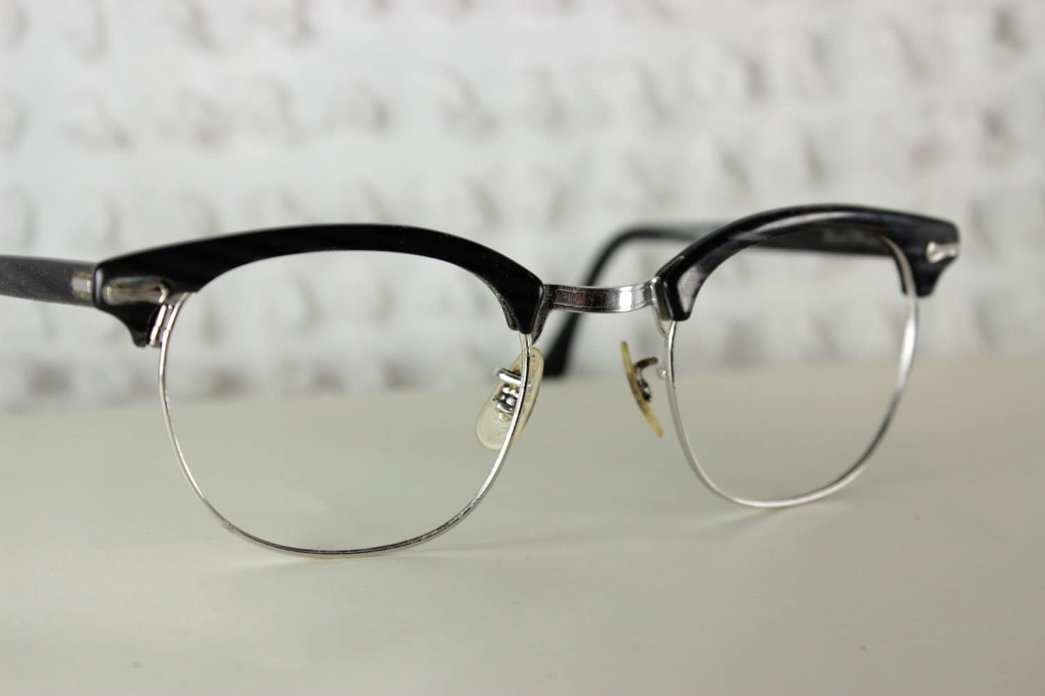 60s Mens Glasses 1960s Browline Eyeglasses Black by ...