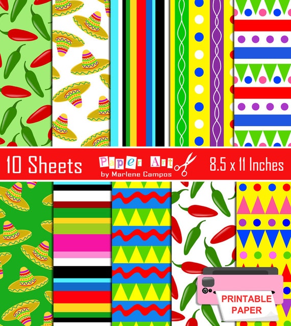 Mexican Fiesta digital papers, 5 de mayo, digital backgrounds, digital papers, scrapbooking by ...