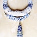 China Porcelain -big chunky statement fabric textile floral necklace