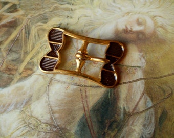 Vintage Very Deco Enamel Delicate Original Brass Buckle