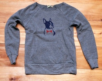 you handsome devil Boston Terrier Sweatshirt, Bowtie Dog Sweater, Grey Sweater, S,M,L,XL,2XL