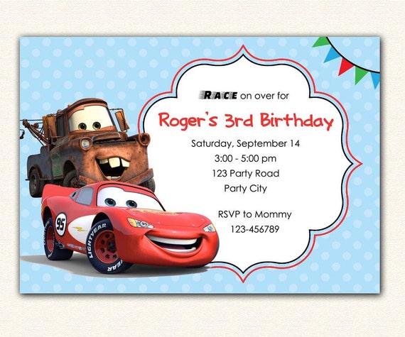 Lightning Mcqueen Invitations 1