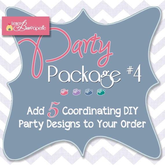 Party Package 4 - Add Any 5 Coordinating Printable Party Items to your Invite Order - Party Decorations - Birthday, Shower, Holiday, Party Il_570xn
