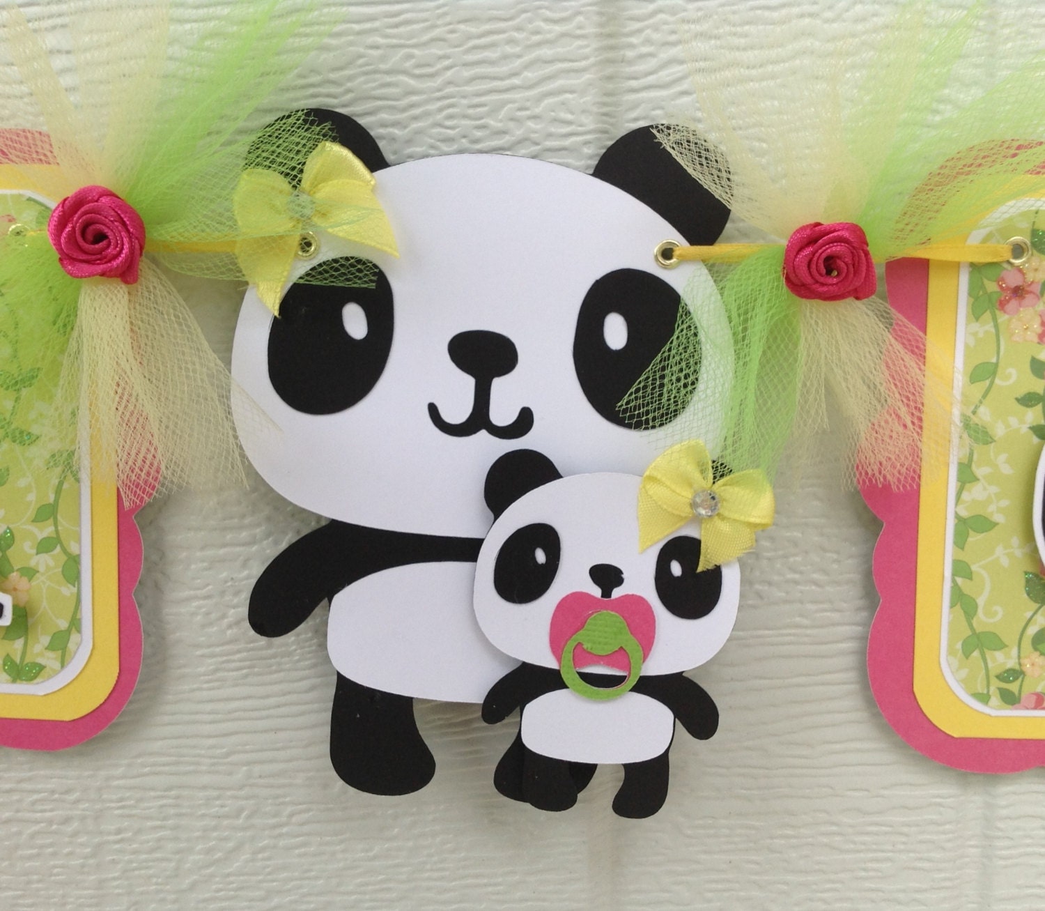 Mama panda and baby Panda baby shower banner its a girl
