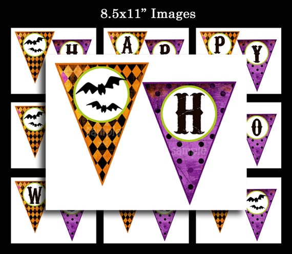 Happy Halloween Printable Bunting Banner - Whimsical Chic Halloween