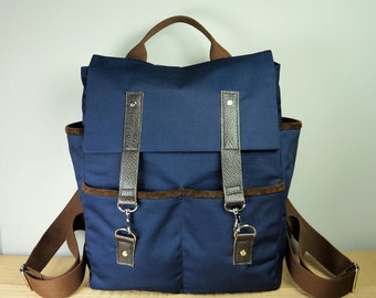 Hipster Backpack/ Canvas Backpack/ Brown Leather/ Mens Bag/School Bag ...