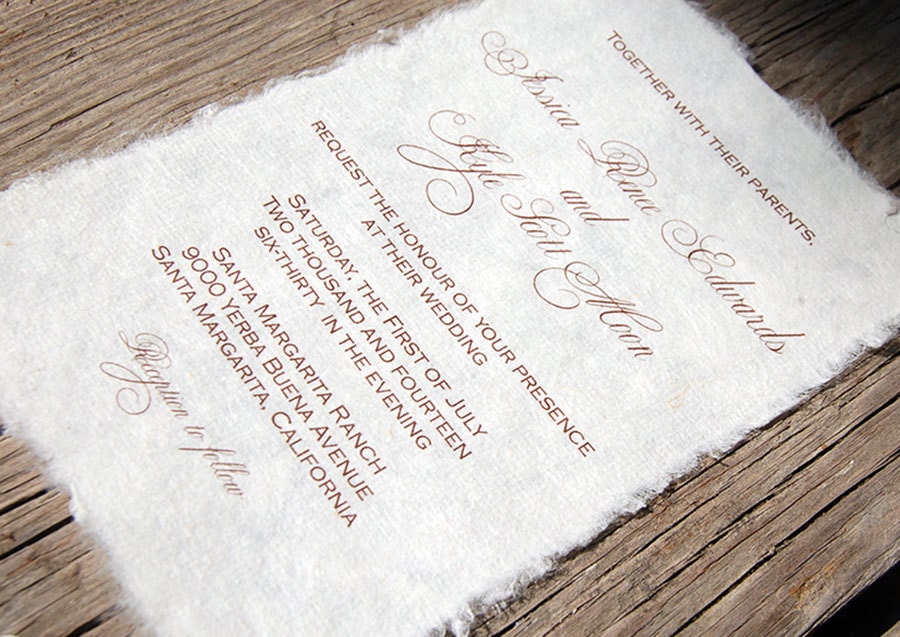 handmade wedding paper invitations for Wedding Paper Eco Invitation Paper Handmade Friendly â€“ Mulberry