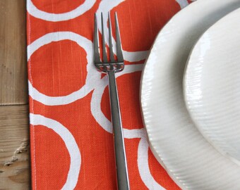 Cotton Handmade Placemats - Free Hand Circles - Set of 4 - Additional Colors available