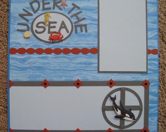 Scrapbook Layout - Sale - 30% Off - Under the Sea - Double Page - 12x12