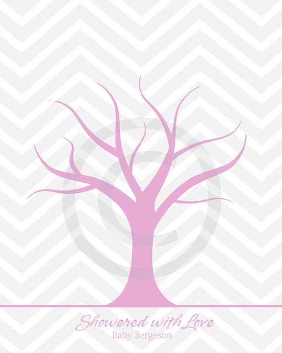 Baby Girl Shower 8x10 Fingerprint Chevron Gray Pink Thumbprint   Il 570xN.503448113 Dwyd 