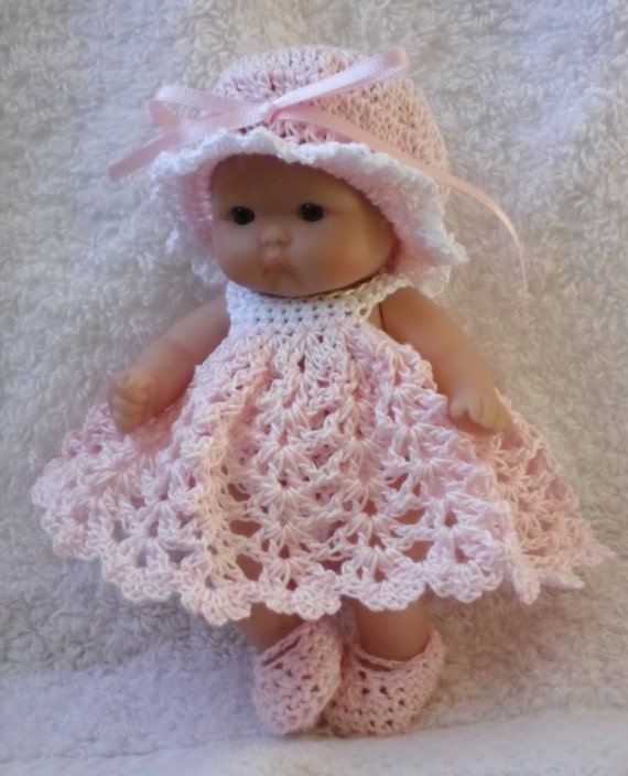 Crochet pattern for Berenguer 5 inch baby doll dress set