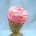 Vintage Ladies Pillbox Hat Pink White Satin Veil