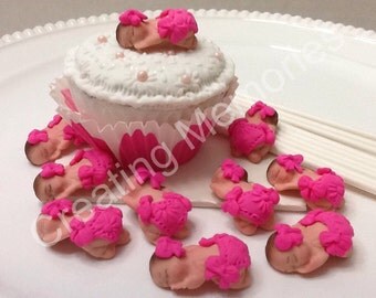 12 Fondant Babies for Cake Pops or Cupcakes. The cutes mini babies the perfect addition for your home made treats. Mini baby shower toppers