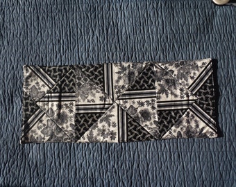 Black Floral Quilted Table Topper