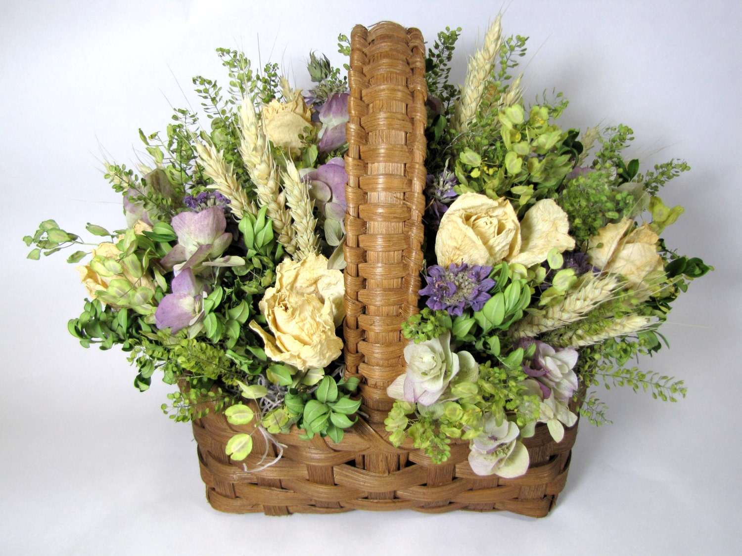 Dried Floral Arrangement Dried Flowers Basket Arrangement