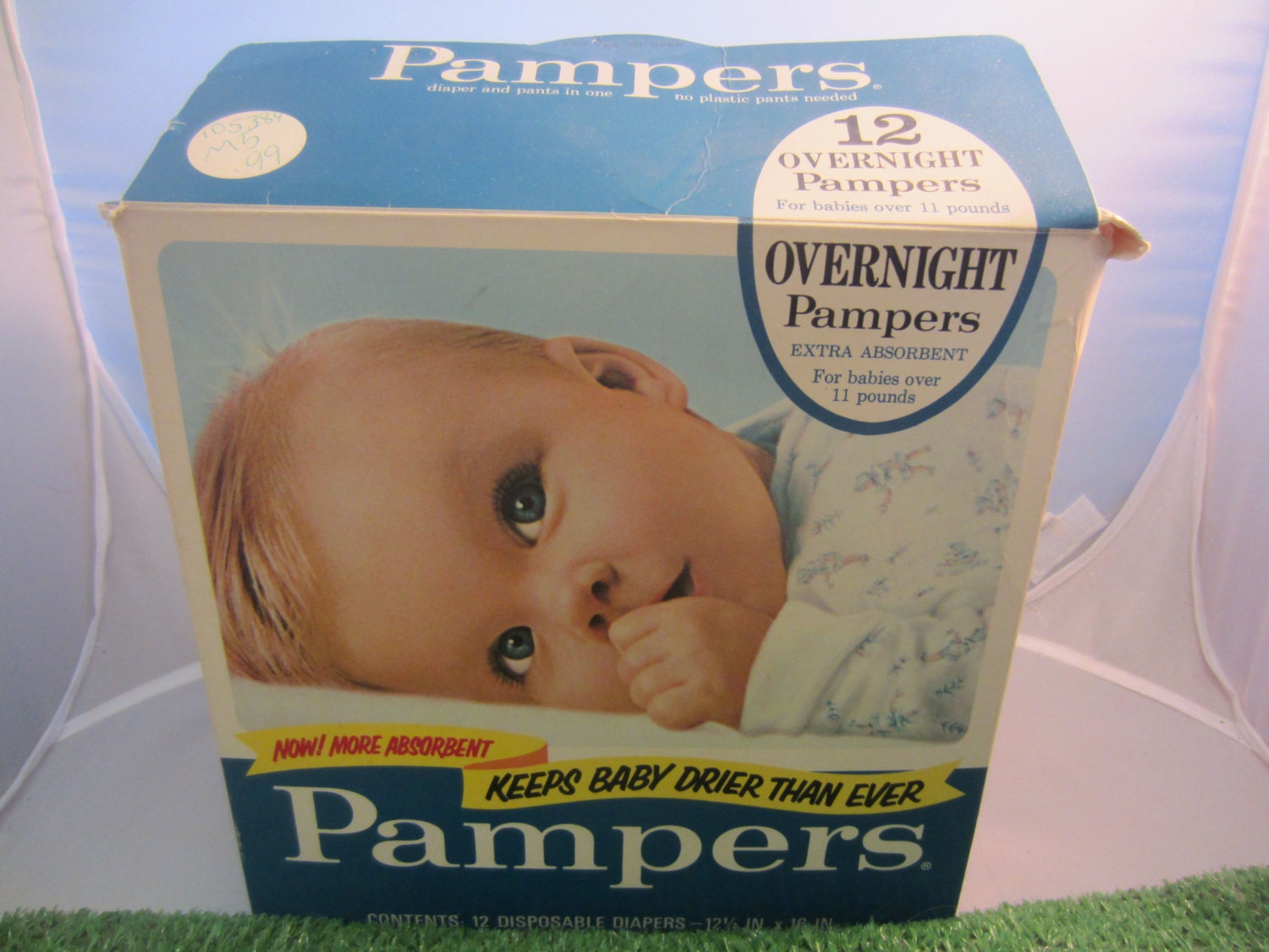 Vintage 1970s Pampers Overnight Diapers for babies over 11 lbs
