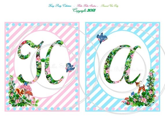 FAIRY Happy Birthday BANNER and Mini BUNTING - Printable - Instant Download by Bella Bella Studios Il_570xn