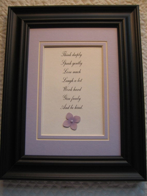 Framed quote words of wisdom about living life by FiveSistersshop