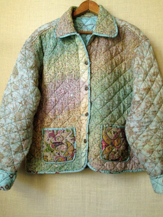 patchwork quilted jacket silk jacket distressed