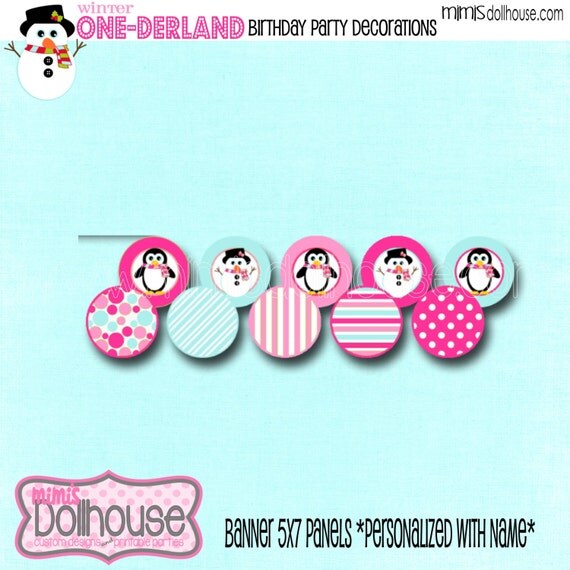 Winter One-derland 3/4" Candy Stickers Pink- Winter 3/4" Candy Stickers Pink-Winter Wonderland 3/4" Candy Stickers Pink-PDF Il_570xn