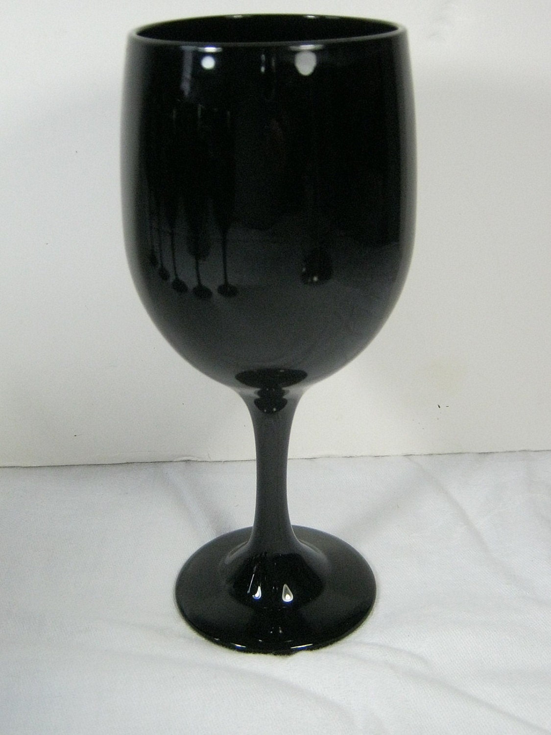 Vintage BLACK GOBLET Wine Glassware Water Glass Set/6