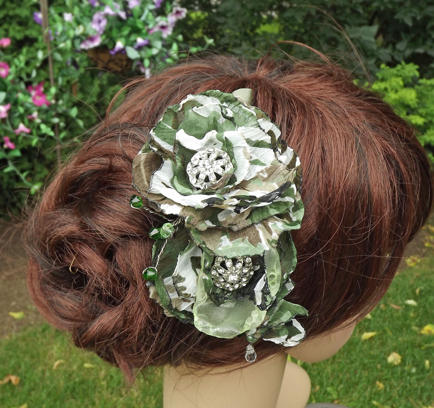 Camo Camouflage Wedding Headpiece Hair Piece Comb OOAK