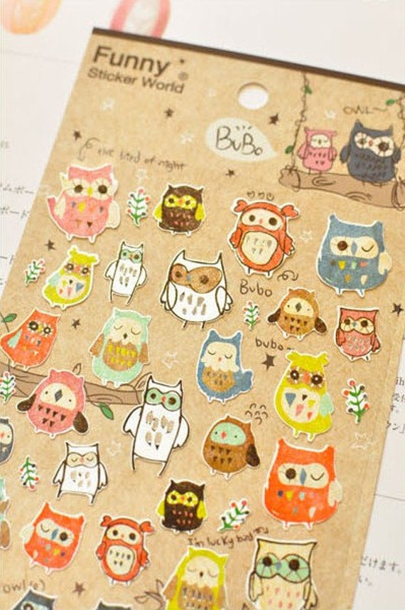 Cute Night Owl Funny Sticker World Paper Deco by zakkalover
