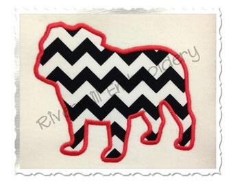Applique Bulldog Silhouette Machine Embroidery Design - 4 Sizes