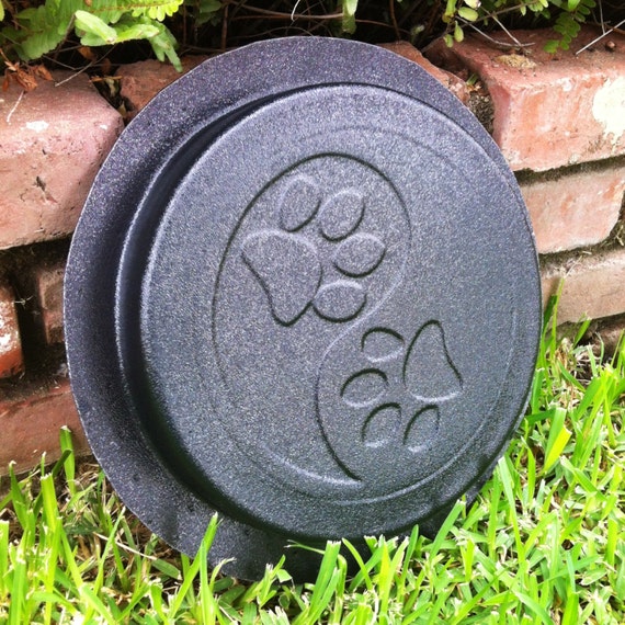 Yin Yang Dog Puppy Cat Paw Concrete Cement Stepping Stone