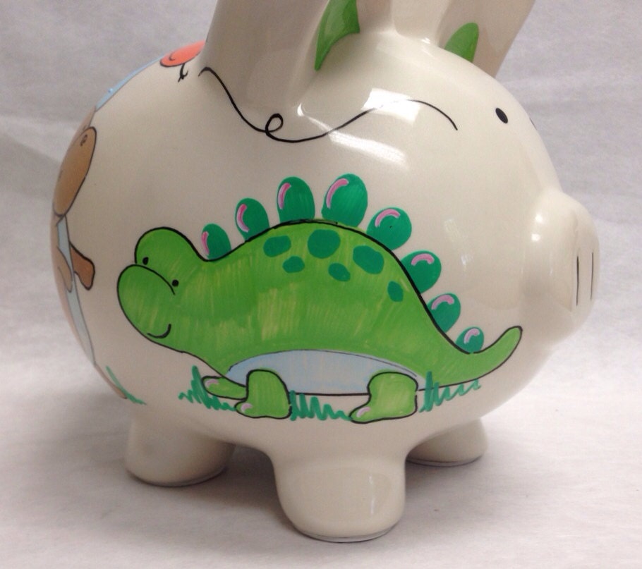 Personalized Piggy Bank Chubby Dinosaurs by ThisLittlePiggieBank