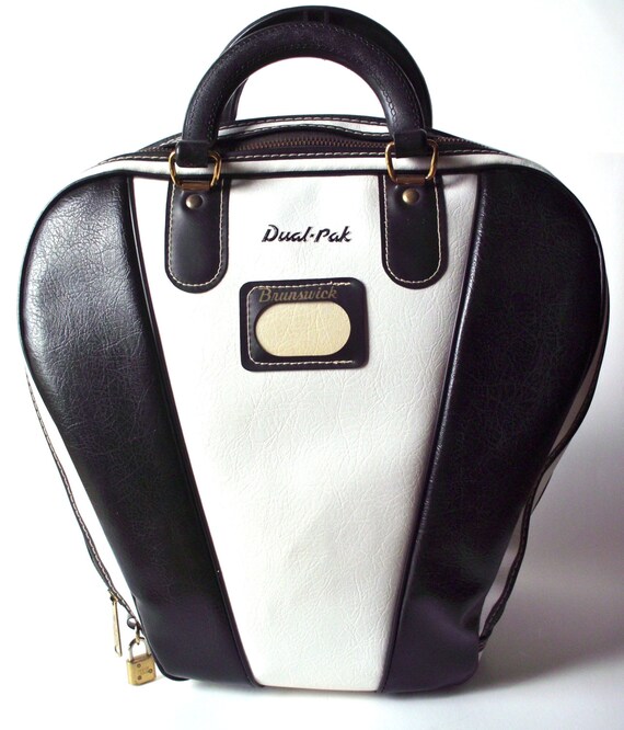 Vintage Brunswick DualPak Black & White Bowling Ball Bag