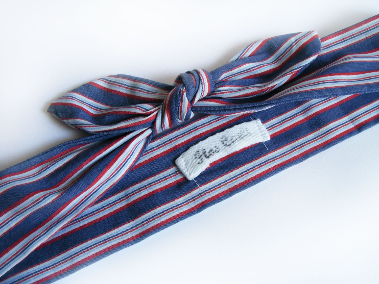 Navy Blue Headband with Red Stripes Bow Headwrap by FlosCaeli