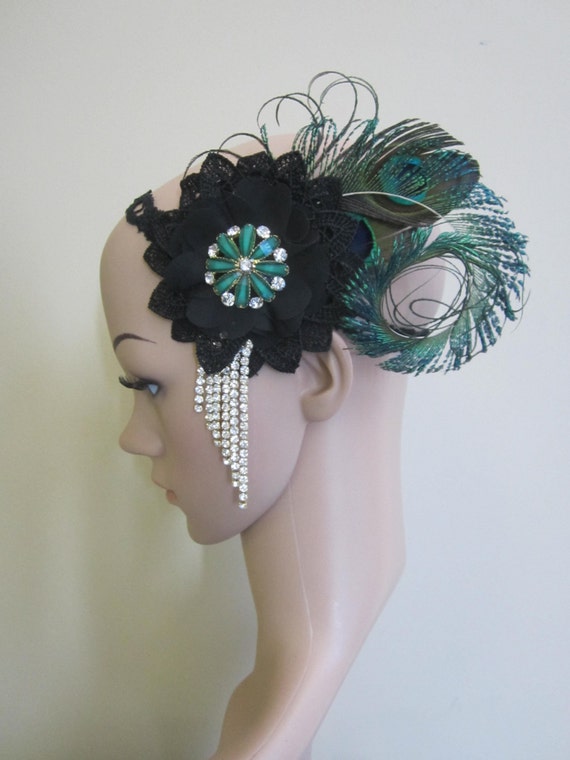 1920s Great Gatsby Peacock Feather Flapper Headband Ebay 0038