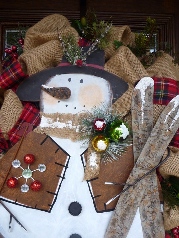 30 Burlap Christmas Wreath SHERIFF SNOWMAN SANTA