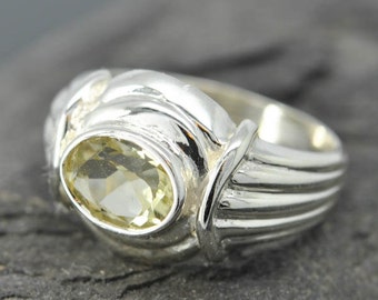 lemon quartz ring, lemon citrine ring, sterling silver ring, yellow rose cut, gemstone ring, one of a kind, quartz, yellow, lime quartz