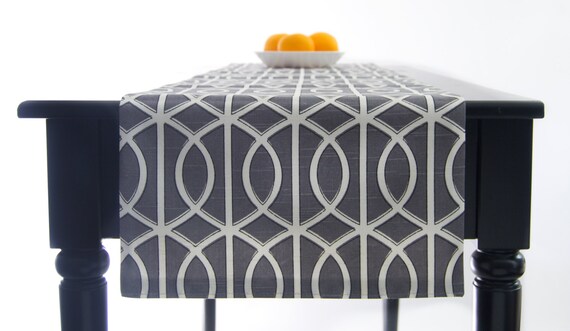 Grey  Runner, Modern Grey Geometric Table Tablecloth table Table  grey Grey runner Runner,