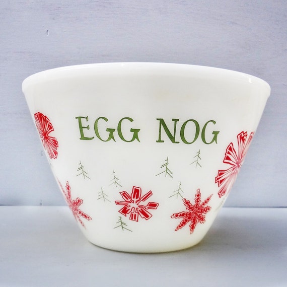 Vintage Eggnog Set Egg Nog Punch Bowl and Cups Fire King