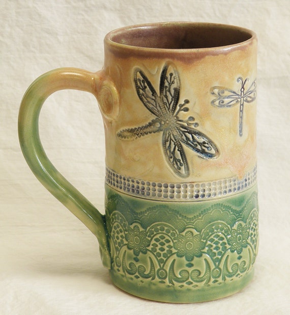 Ceramic Dragonfly Coffee Mug 16oz Stoneware 16c002 9029