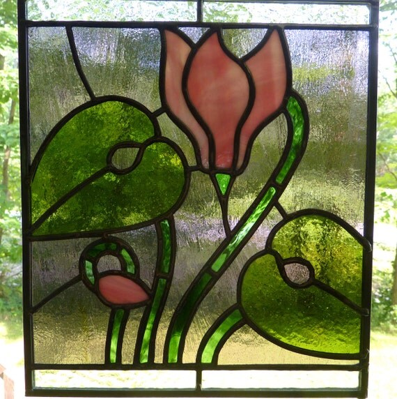 Stained Glass Flower Panel by WildwindsGlass on Etsy