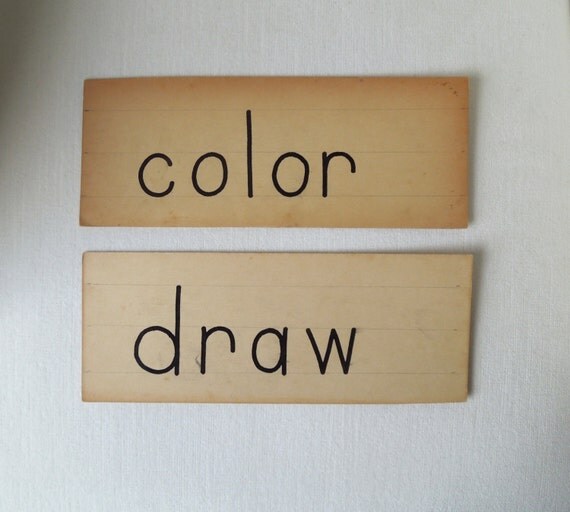 Vintage Flash Cards COLOR DRAW